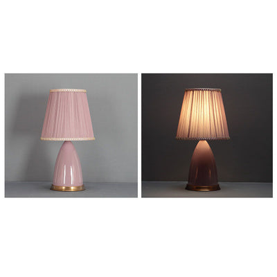 Lampe de table moderne et minimaliste à abat-jour conique en céramique à 1 lumière avec variateur tactile