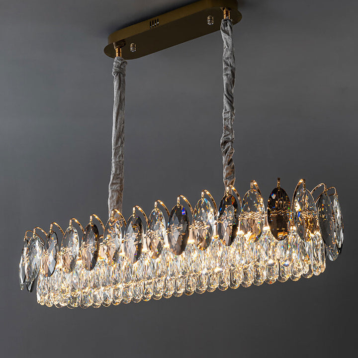 Lustre LED rond en cristal de luxe léger européen 