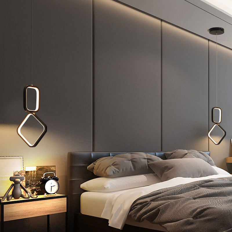 Nordic Minimalist Iron Geometric Ring LED Pendant Light