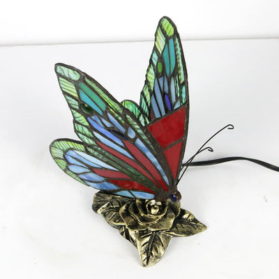 Tiffany Glass Butterfly Shape Night Light 1-Light Table Lamp