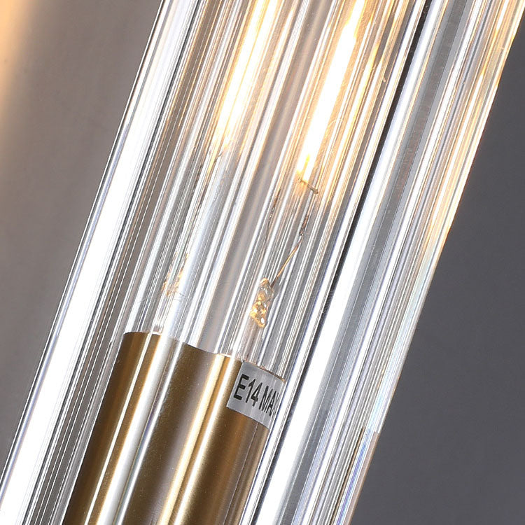 Moderne luxuriöse Zylinder-Wandleuchte aus Kupfer und Glas mit 1/2-flammigem Licht für das Schlafzimmer 
