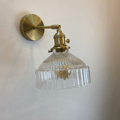 Nordic Dome Glass Shade Brass 1-Light Wall Sconce Lamp