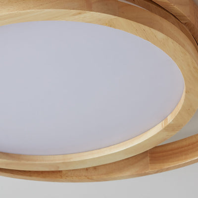 Minimalist Log Wooden Circle Ring LED Flush Mount Ceiling Light