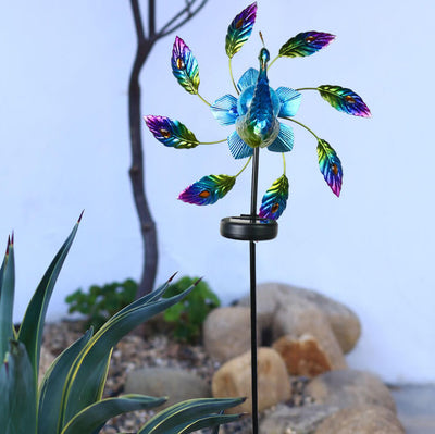Solar Peacock Windmill Outdoor Garden Decorative Landscape Light