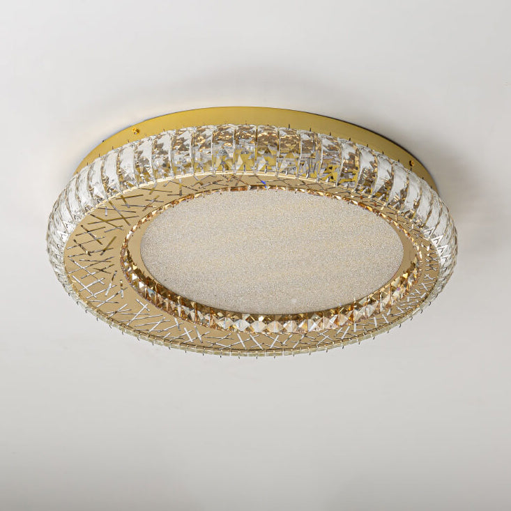 Modern Luxury Crystal Bird Nest Round LED Flush Mount Ceiling Light