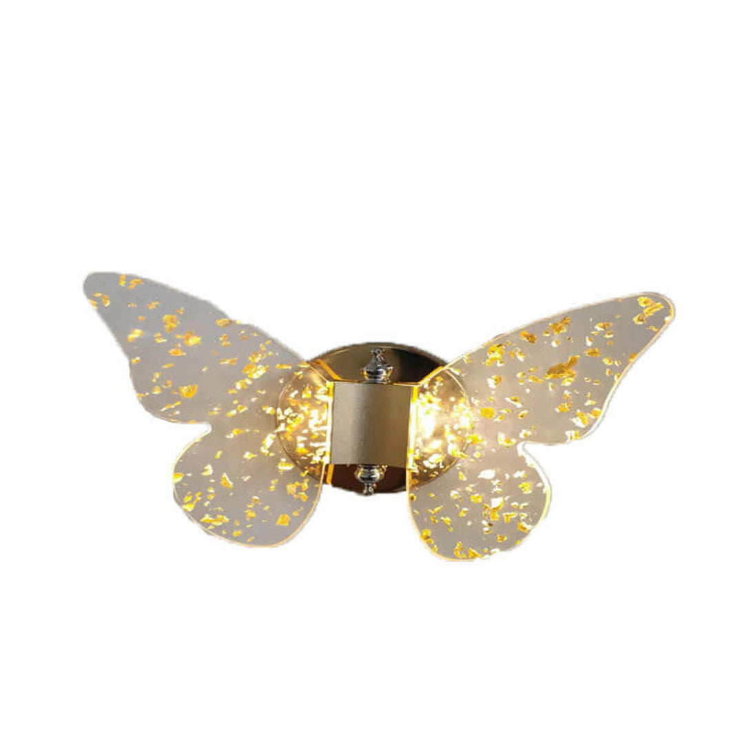 Moderna lámpara de pared LED con mariposa acrílica y lámina de oro creativa 