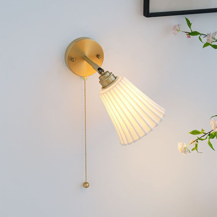 Modern Minimal Brass Ceramic 1-Light Wall Sconce Lamp