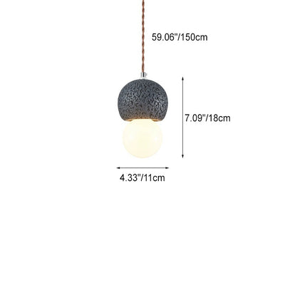 Contemporary Creative Imitation Rock Texture Semicircular Resin Shade 1-Light Pendant Light For Dining Room