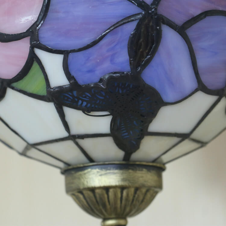 European Tiffany Floral Butterfly Bowl 1-Light Wall Sconce Lamp