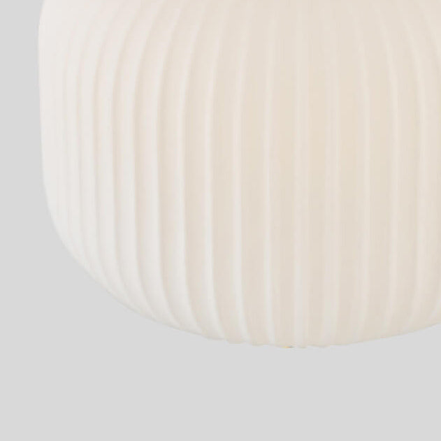 Lampe de table ovale à 1 lumière en verre à rayures blanches lait de luxe nordique 