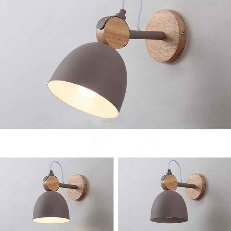 Nordic Macaron Dome Log 1-Light Rotatable Wall Sconce Lamp