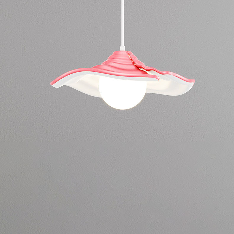 Moderne kreative 1-flammige Pendelleuchte aus Eisen und Harz in Lotusblatt-Optik für das Wohnzimmer 