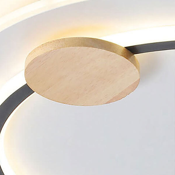 Scandinavian Minimalist Metal Wood Round LED Flush Mount Ceiling Light