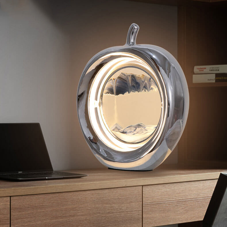 Lampe de table LED ambiante décorative avec peinture de sable mouvant Creative Apple 