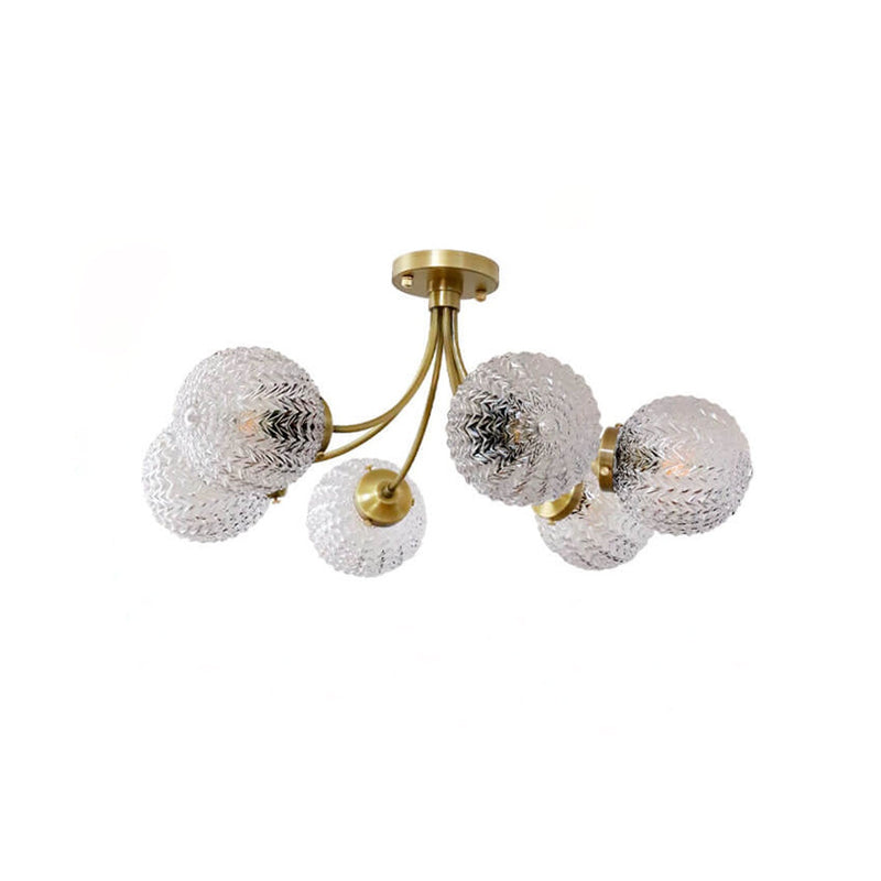 Nordic Light Luxury Spherical Glass Lampshade 6/8-Light Flush Mount Light
