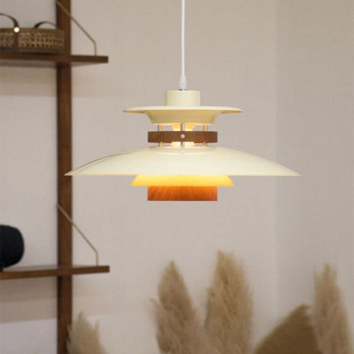 Pantalla de platillo volador de aluminio de hierro europeo tradicional, lámpara colgante de 1 luz para sala de estar 