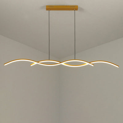 Nordic Minimalist Long Strip Wave Design Island Light LED Chandelier