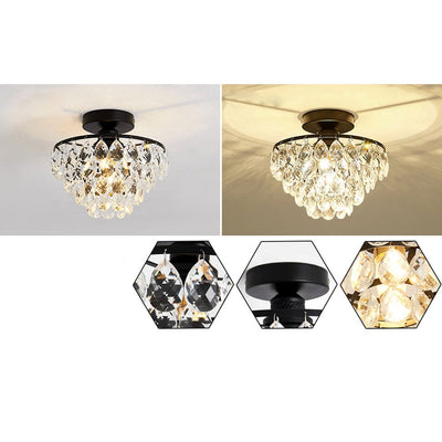 Vintage Luxus Crystal Quaste 1-Licht Semi-Flush Mount Deckenleuchte 