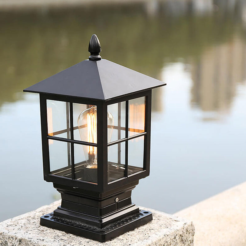 Europäische Säulenlaterne für den Außenbereich, wasserdicht, rostfrei, 1-Licht-Terrassenlicht 