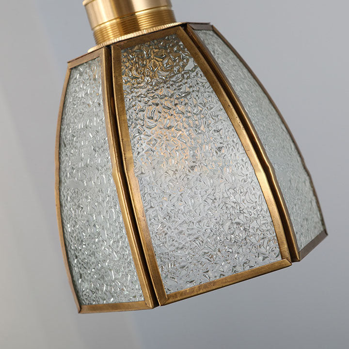 Lámpara colgante vintage tradicional de 1 luz con pantalla cónica de vidrio y cobre para sala de estar 