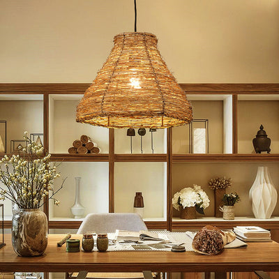 Modern Bamboo Weaving 1-Light Pendant Light