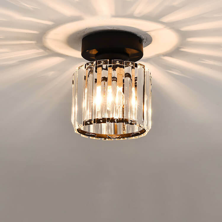 Moderne Luxus Rund Quadrat Trapez Hexagonal Eisen Kristall Glas 1-Licht Semi-Flush Mount Deckenleuchte 
