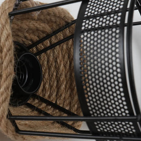 Luminaire suspendu à 1 lumière en corde de chanvre et rotin nostalgique de style industriel 
