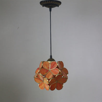 Vintage Stained Glass Petal 1-Light Pendant Light