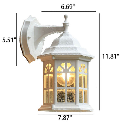 European Waterproof Retro Pavilion Design 1-Light Outdoor Wall Sconce Lamp