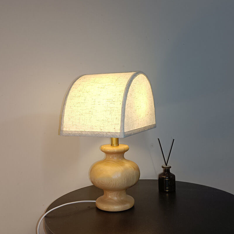 Japanese Minimalist Half-circle Log Cloth 1-Light Table Lamp