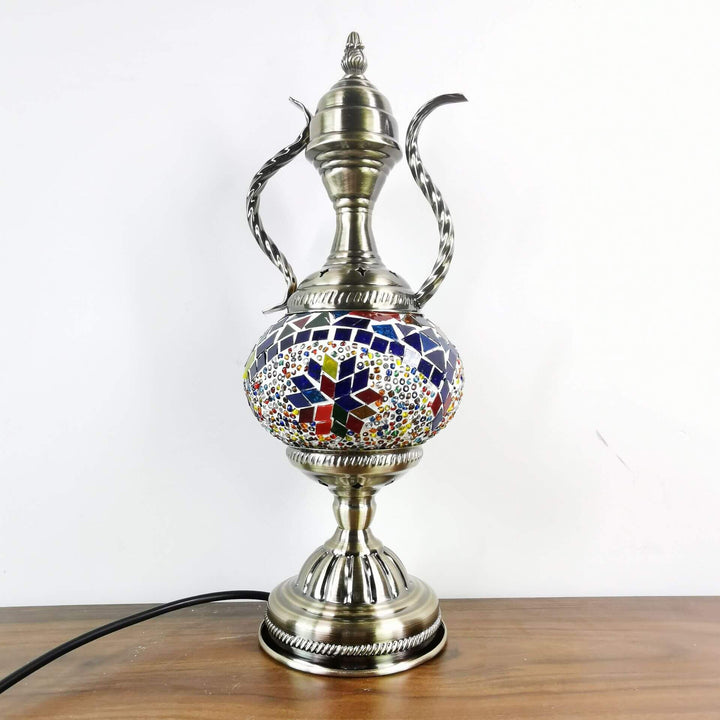 Diseño de cafetera de vidrio vintage turca hecha a mano, lámpara de mesa de 1 luz 
