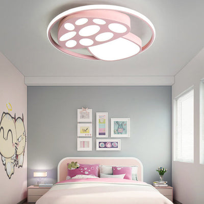 Modern Cartoon Mushroom Circle LED Kids Flush Mount Ceiling Light