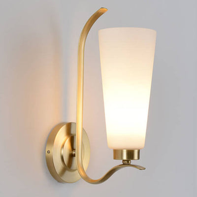 European Light Luxury All Copper Glass 1/2-Light Wall Sconce Lamp