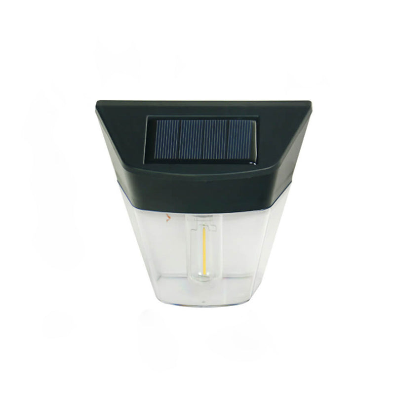 مصباح حائط LED مقاوم للماء في الهواء الطلق على شكل شبه منحرف شفاف ABS للطاقة الشمسية 