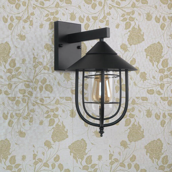 Lanterne industrielle vintage en fer pour intérieur et extérieur, applique murale 1 lumière 