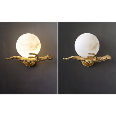 Creative Luxury Brass Lucite Tree Branch 1-Light Wall Sconce Lamp