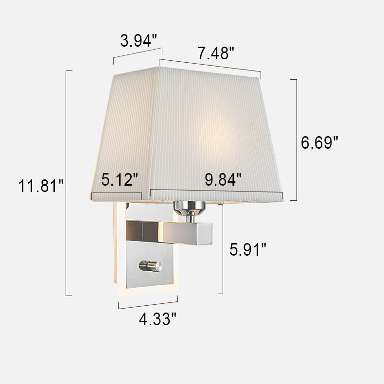 Modern Minimalist Fabric Square Plating 2-Light Wall Sconce Lamp