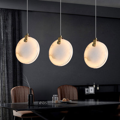 Nordic Light Luxury Marble All Copper LED Pendant Light