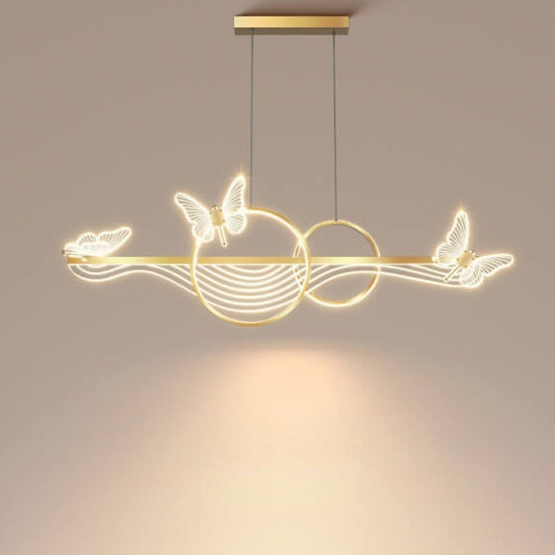 Nordic Light Luxury Butterfly Round Linear Island Light LED-Kronleuchter