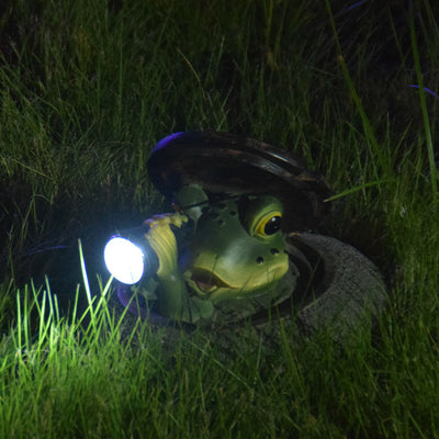 European Creative Elf Frog Resin Solar LED Outdoor Lawn Ground Insert Landscape Light