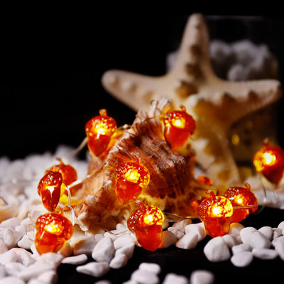 Décoration moderne de Thanksgiving avec citrouille et gland en érable, guirlande lumineuse à 30 LED 