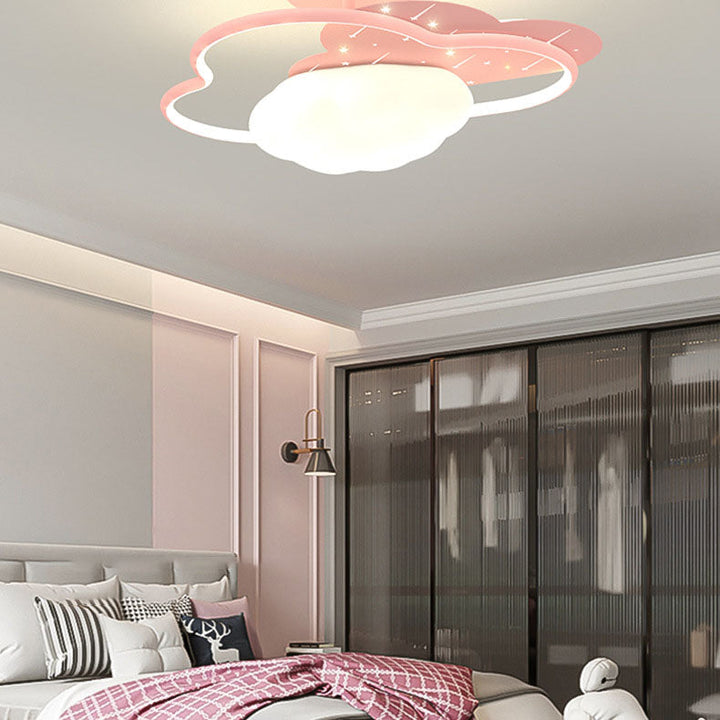 Plafonnier LED semi-encastré moderne en acrylique et fer avec nuages crème 