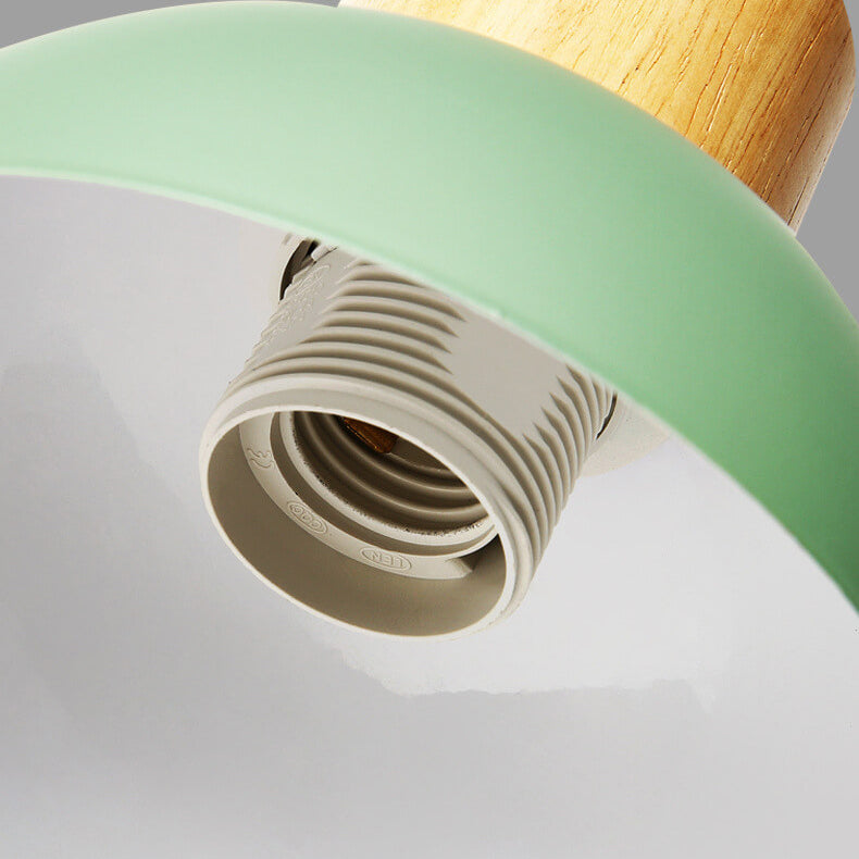 Moderne, klassische Macaron-Wandleuchte, einfarbig, Holz, Eisen, 1-flammig 