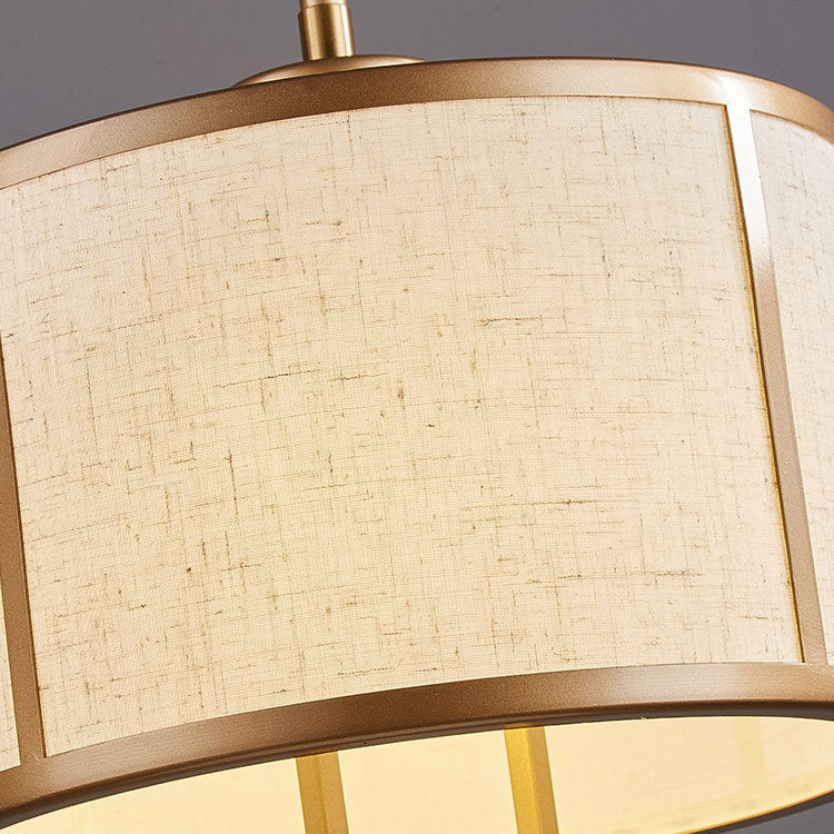 Lampe suspendue à 1 lumière en forme de colonne en tissu de fer de luxe, style nordique vintage 