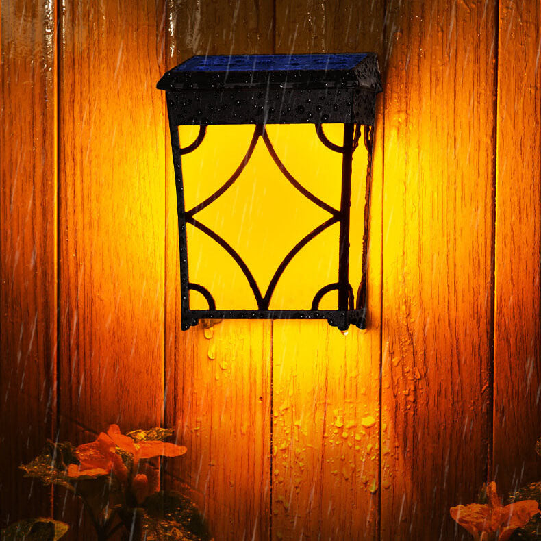 Retro Solar Square Outdoor Waterproof LED Wall Sconce Lamp