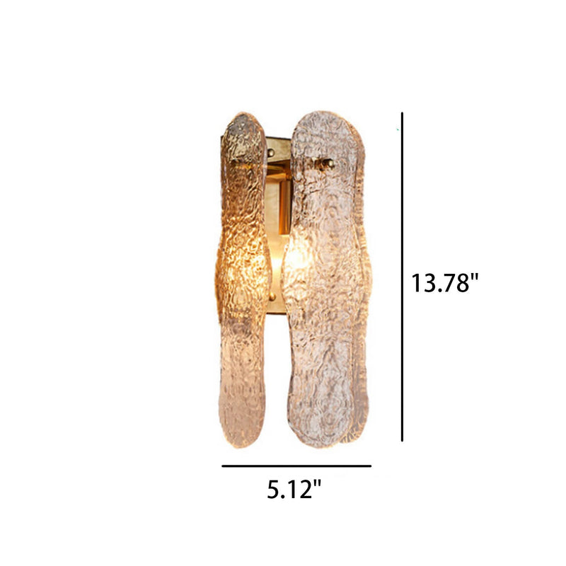 Modern Light Luxury Full Copper Retro Glass Water Ripple Design 1-Light Wall Sconce Lamp