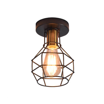 Industrial Retro Iron Cage 1-Light Semi-Flush Mount Deckenleuchte 