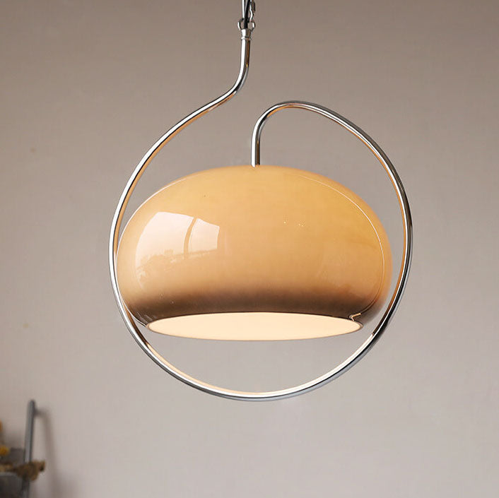 European Vintage Round Ball Iron Glass 1-Light Pendant Light
