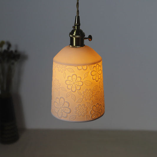 Modern Vintage Brass Ceramic 1-Light Pendant Light