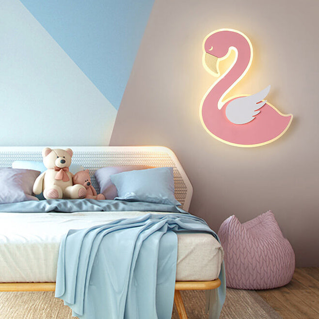 Nordic Cartoon Flamingo Acryl LED Wandleuchte Lampe 